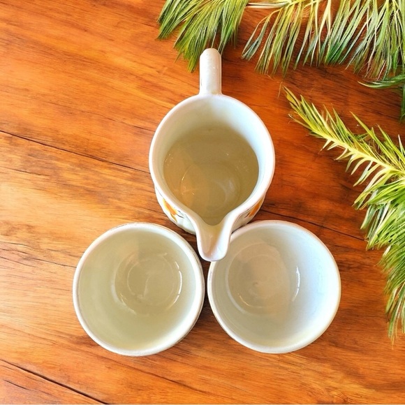 Vintage Hall’s Superior Creamer & Custard Cups Set – Autumn Floral Pattern 3 Pc - Picture 9 of 14